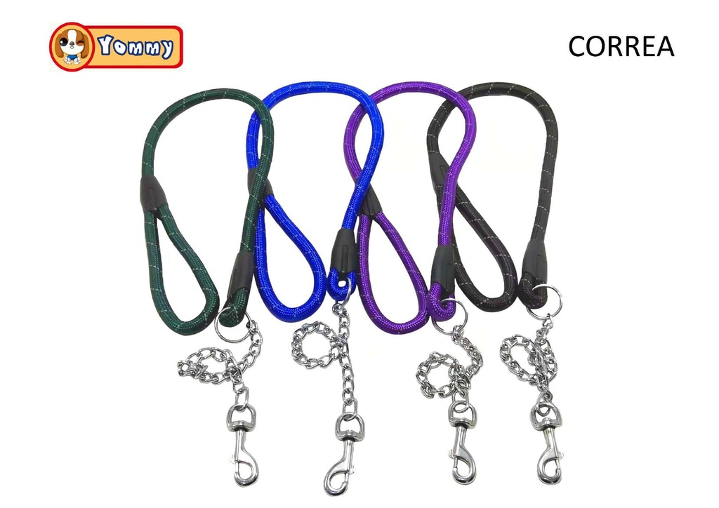 Correa de cadena para mascotas 1.2cmx60cm para paseos seguros