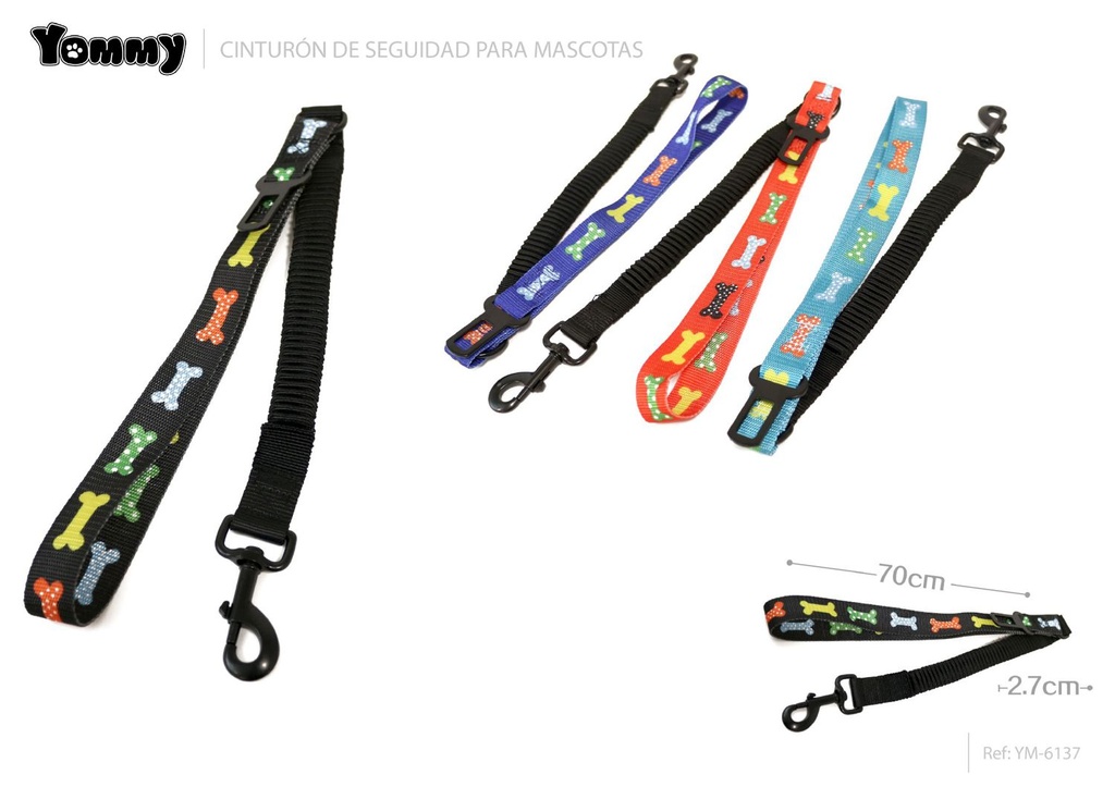 Enganche de seguridad para mascotas 2.5x70cm para coches