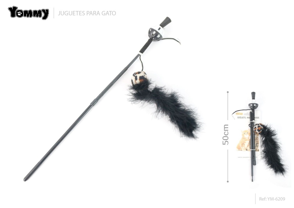 Juguete para gatos con plumas y bola 50cm para entretenimiento de mascotas