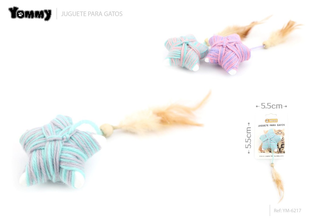 Juguete para gatos con plumas y estrella 5.5*5.5cm