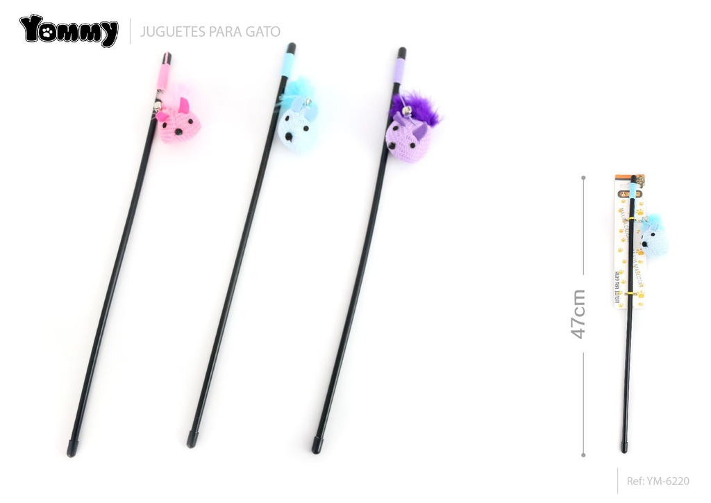 Juguete para gato 47cm con ratón para diversión de mascotas