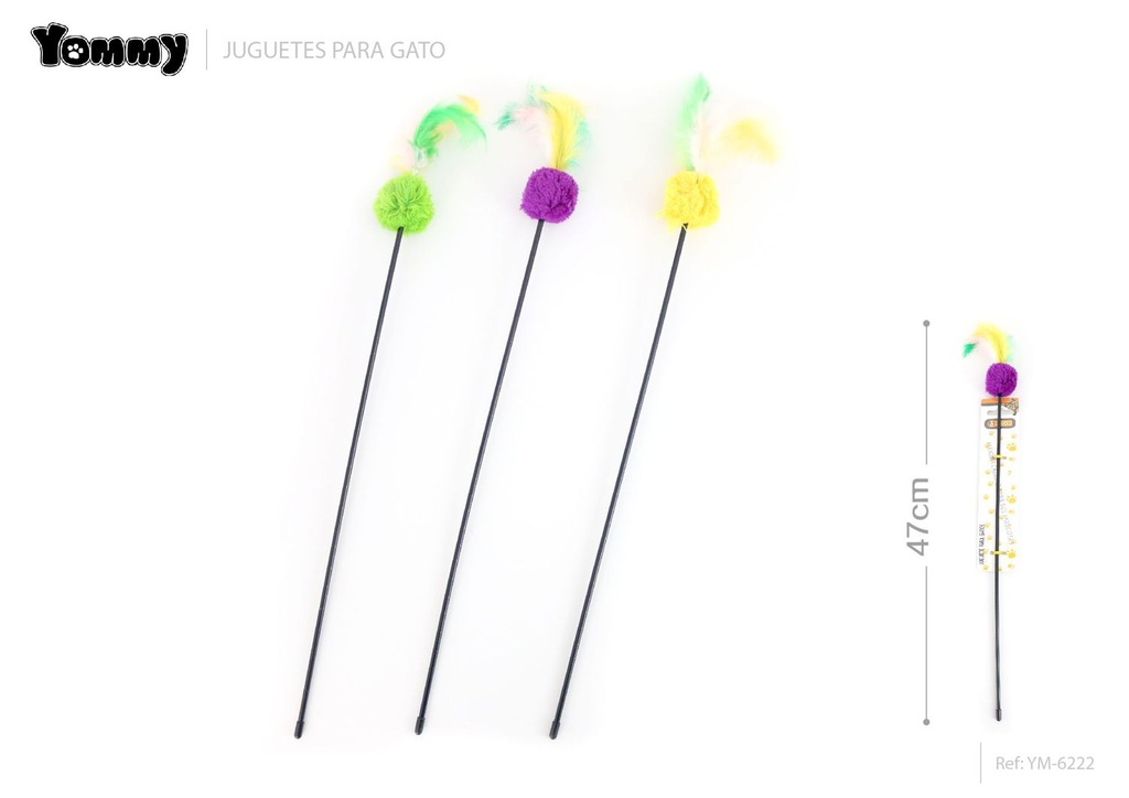 Juguete para gato con pelotas de colores 47 cm - Varitas para jugar
