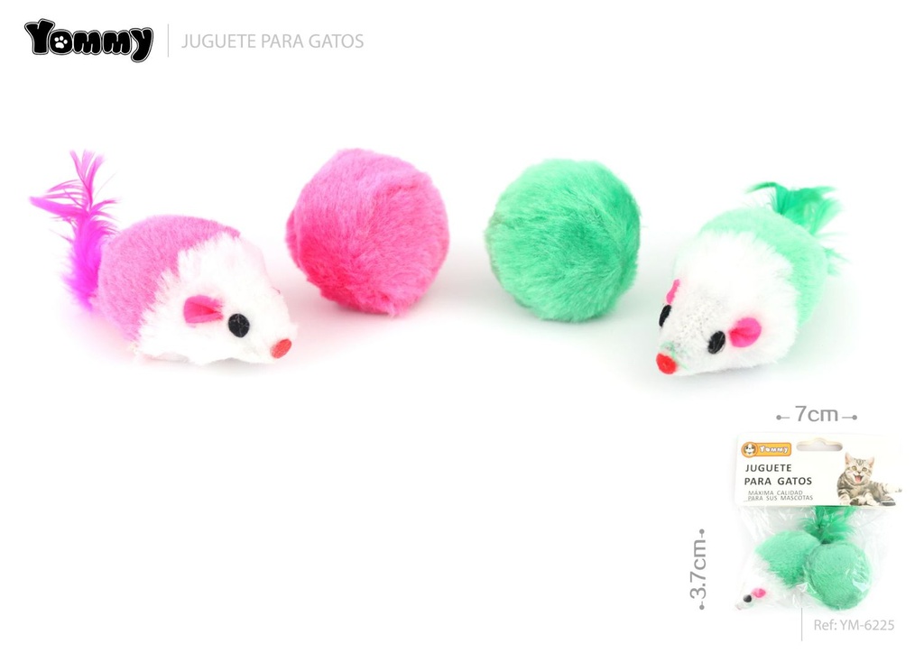 Juguete para gatos pequeño ratón 3.7x7cm para entretenimiento de mascotas