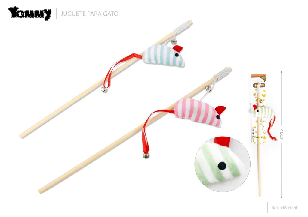 Juguete para gato 40 cm con campana - Accesorios para mascotas
