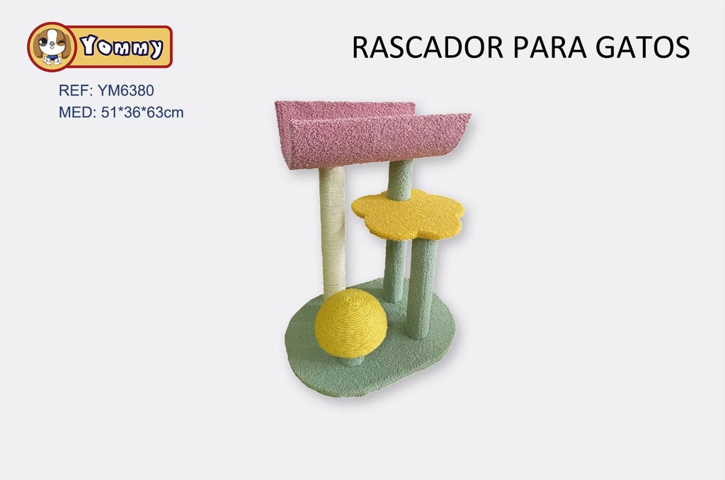 Rascador para gato 51x36x63cm para entretenimiento de mascotas