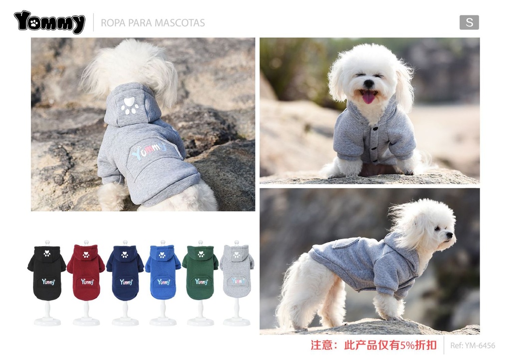 Sudadera con huella para perro S para mascotas