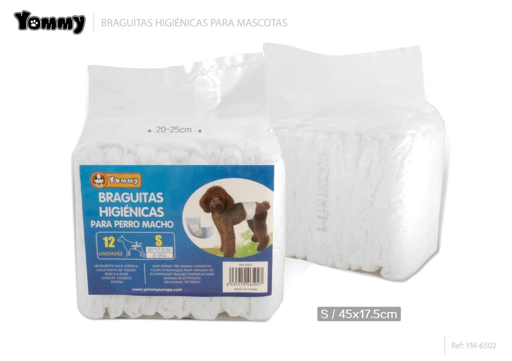 Braguitas higiénicas para perro macho tallas S - Accesorios para mascotas