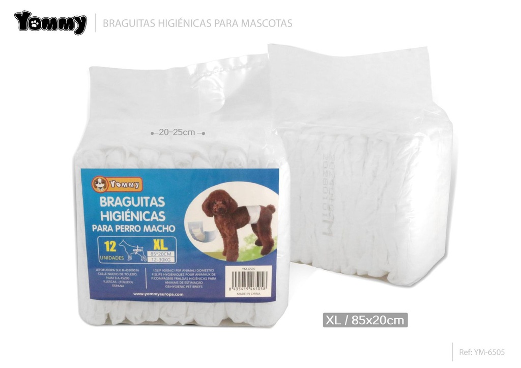 Braguitas higiénicas para perro macho talla XL