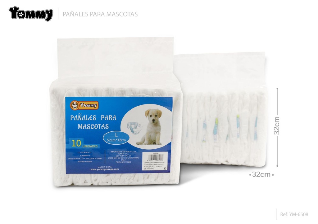 Braga higiénica para mascotas L 52*32cm para higiene