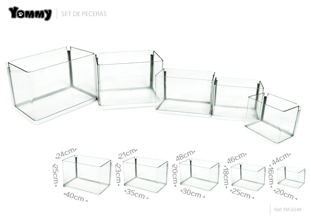 Set de pecera de vidrio 5 en 1 para acuarios