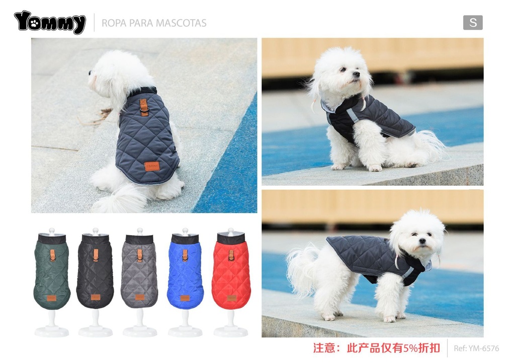 Anorak para perros con diseño de diamante talla S