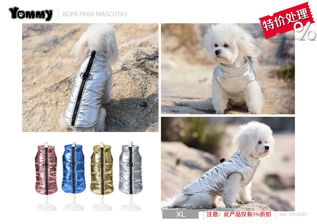Ropa anorak brillo XL para perros - Accesorios para mascotas