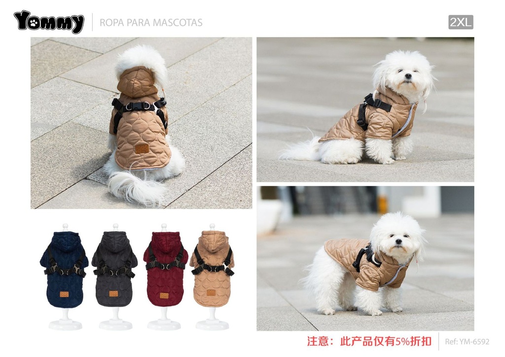 Ropa anorak para perros 2XL para mascotas