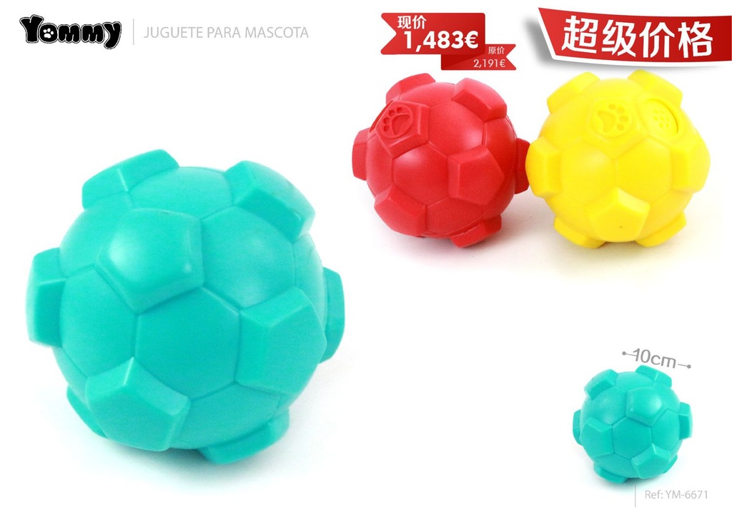 Juguete TPR, bola que hace ruido 10 cm - Accesorios para mascotas