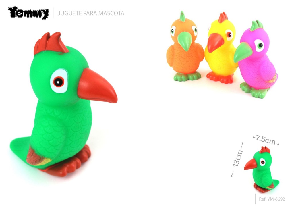 Juguete para mascotas 13x7.5 cm (pájaro de goma) - Juguetes para mascotas