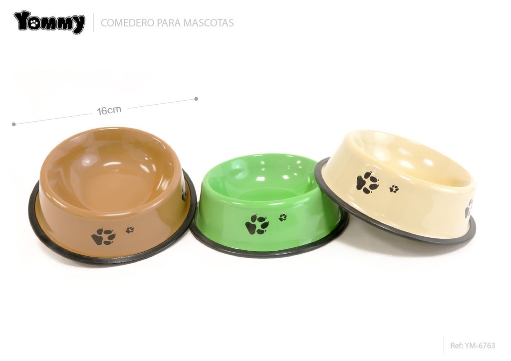 Cuenco para perros de acero inoxidable 16cm con huellas