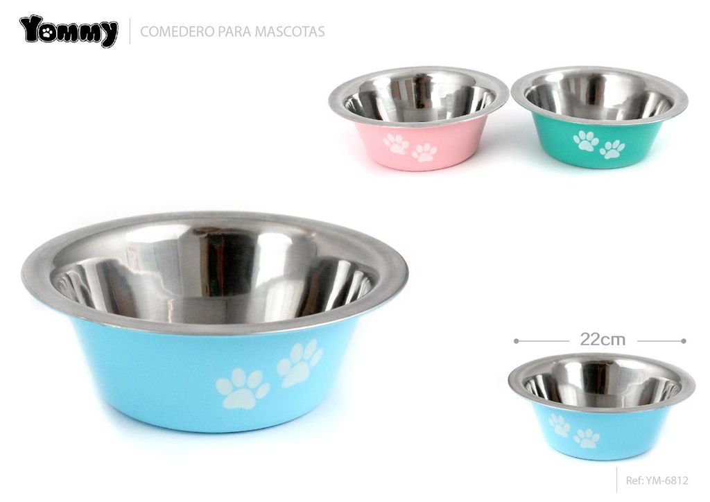 Cuenco para perros de acero inoxidable 22cm para alimentación de mascotas