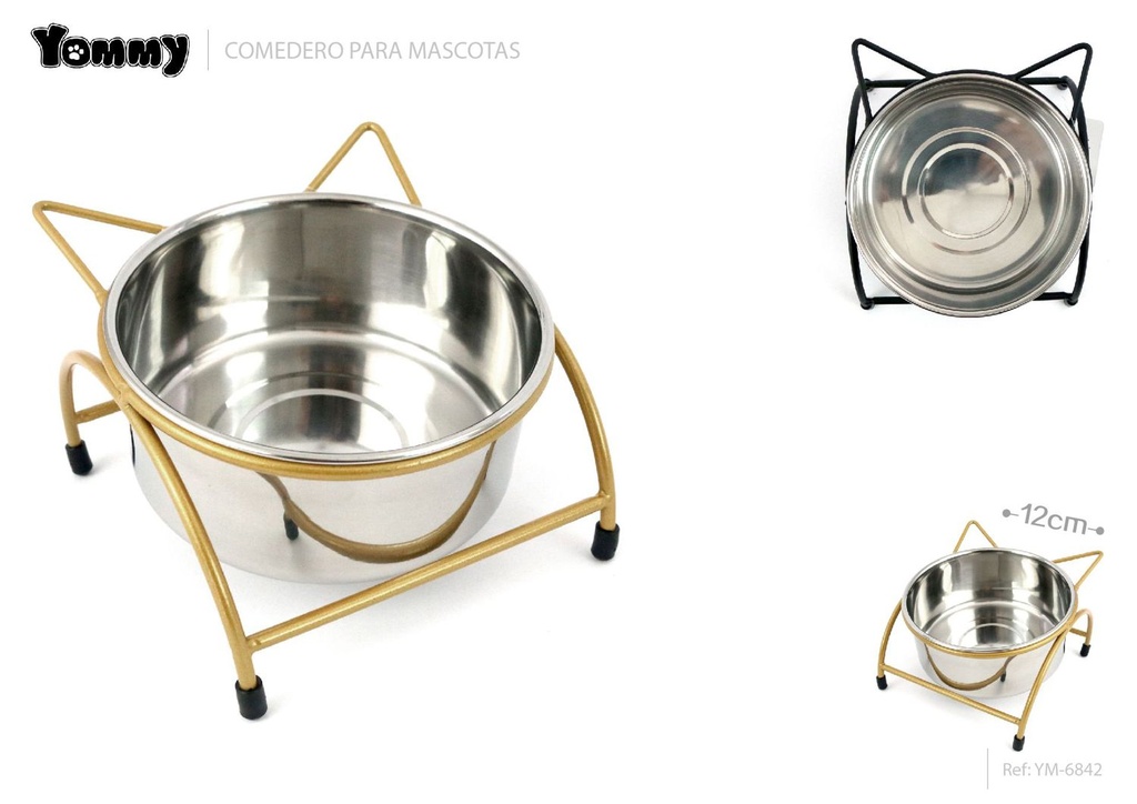 Cuenco de acero con soporte 12 cm - Accesorios para mascotas