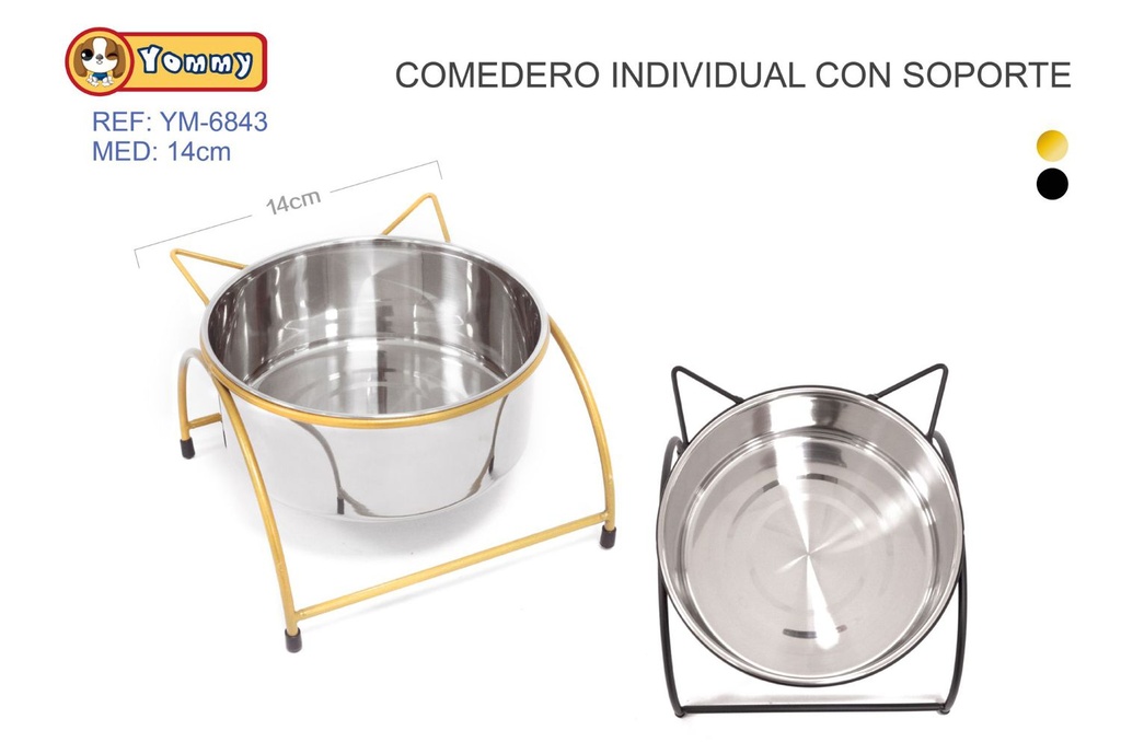 Cuenco individual de acero con soporte 14cm para mascotas