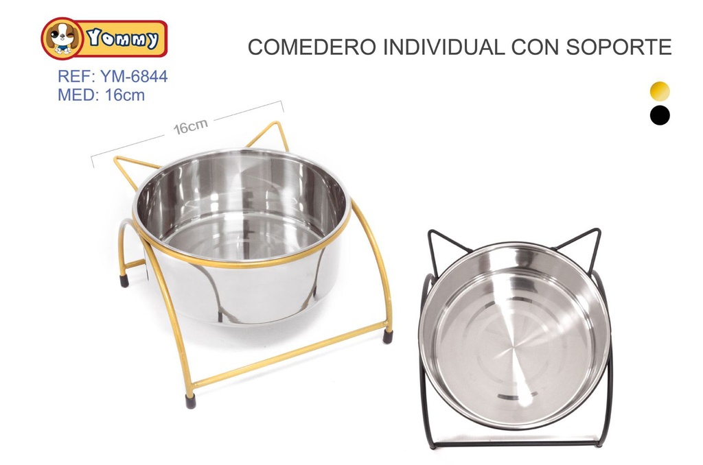 Cuenco individual de acero con soporte 16cm para mascotas