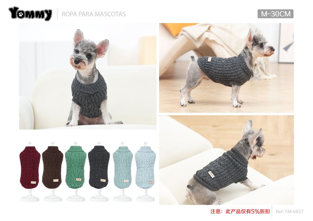 Jersey de flores tejido para mascotas M 30 cm - Ropa de mascotas
