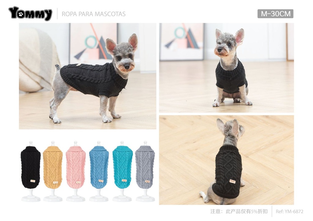 Jersey de punto para mascotas M 30cm para abrigo y estilo