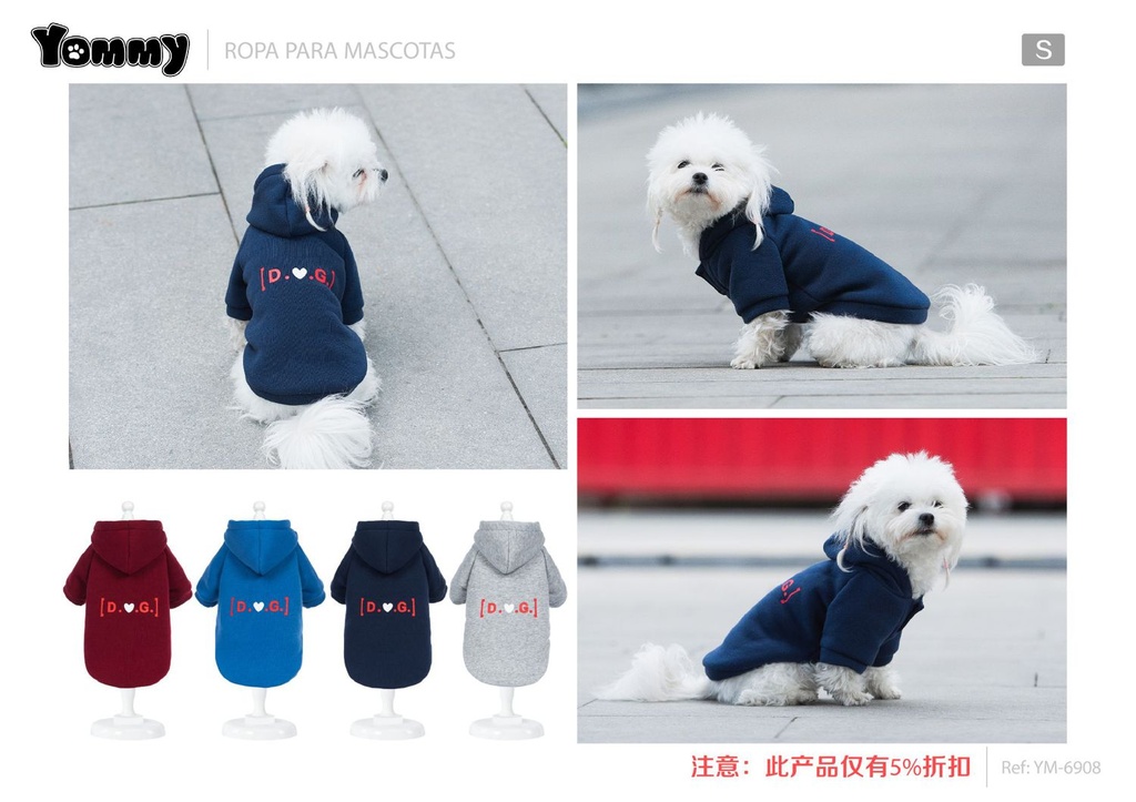 Sudadera con capucha para mascotas talla S