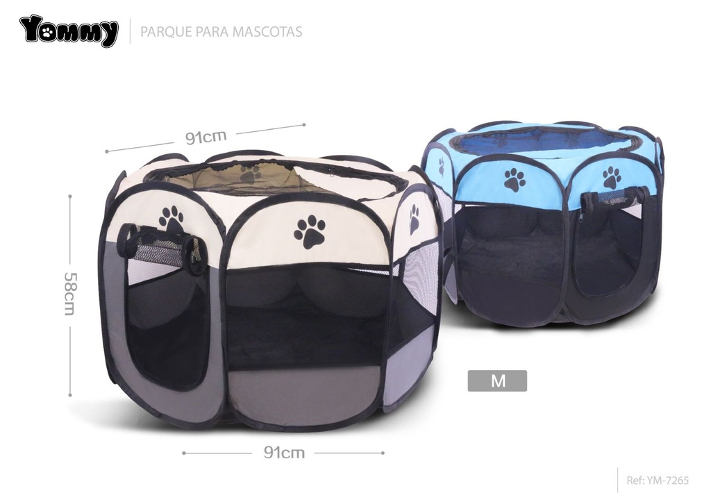 Parque para mascotas M 91x91x58cm plegable y portable