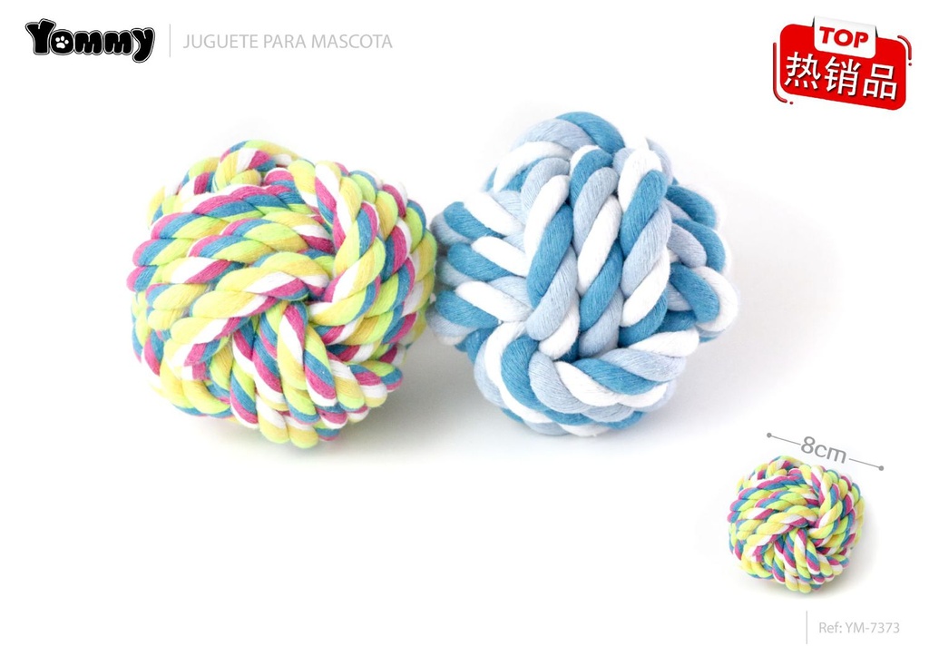 Juguete de cuerda con bola de nudos para perros 8 cm - Accesorios para mascotas