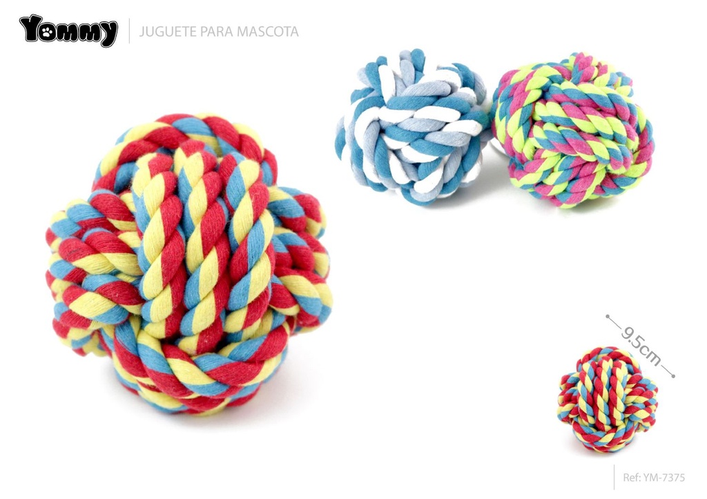 Cuerda con bola de nudos para perros 9.5 cm - Juguetes de cuerda