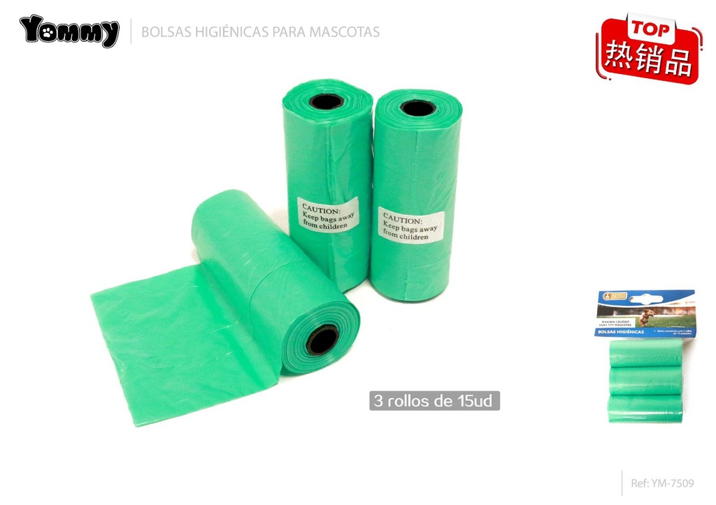 Bolsitas higiénicas para mascotas 3x15 uds biodegradables