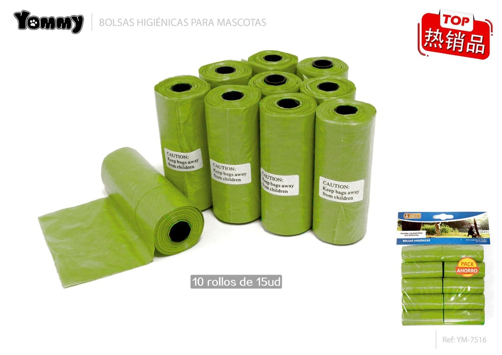 Bolsitas higiénicas para mascotas 10*15cm 7516 para recoger excrementos