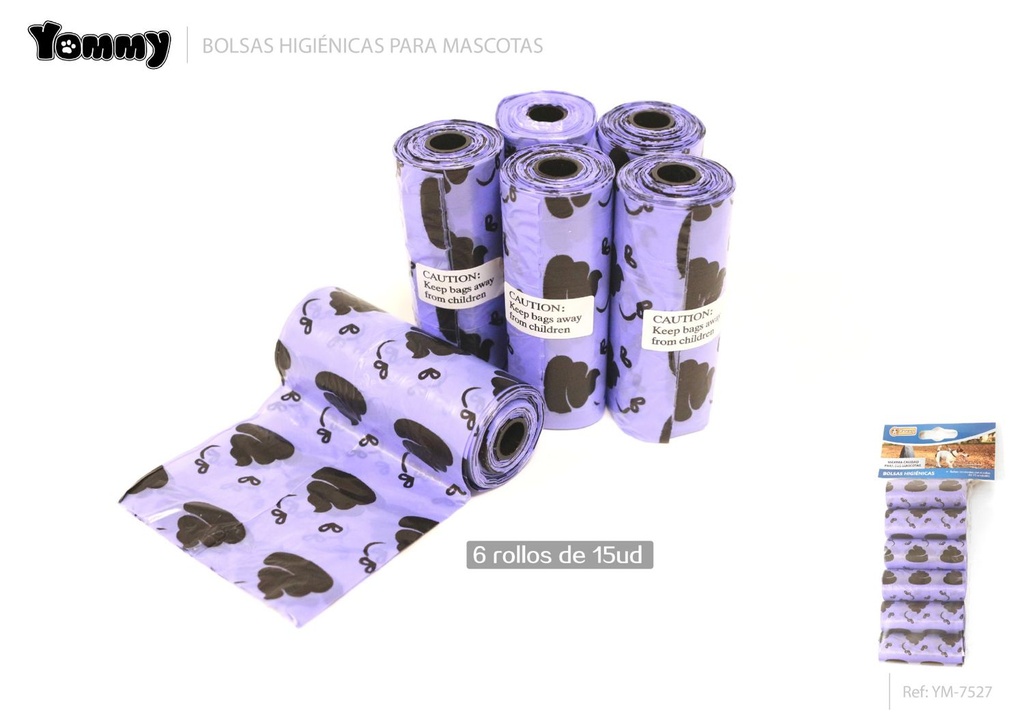Bolsas de excremento decoradas 6*15 azules - Productos para mascotas
