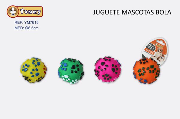 Juguete para mascotas bola con huellas 6.5cm para entretenimiento de mascotas