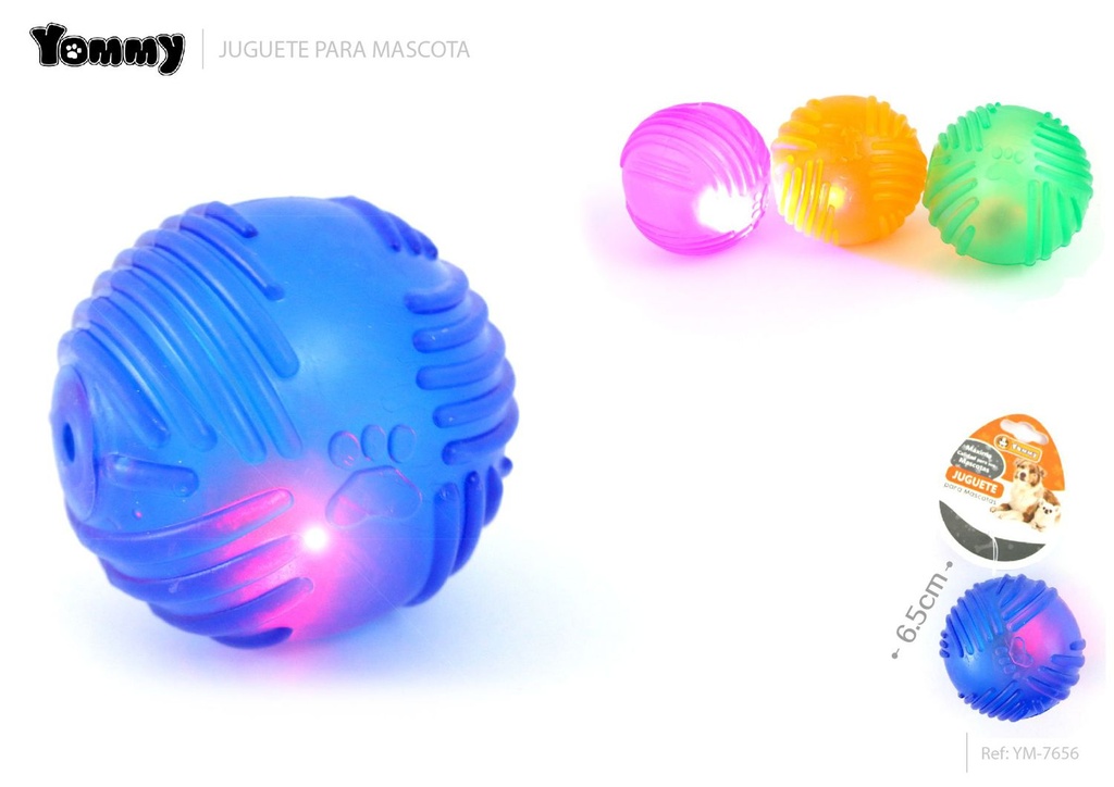 Juguete para mascotas TPR D 6.5 cm - Juguete luminoso para mascotas