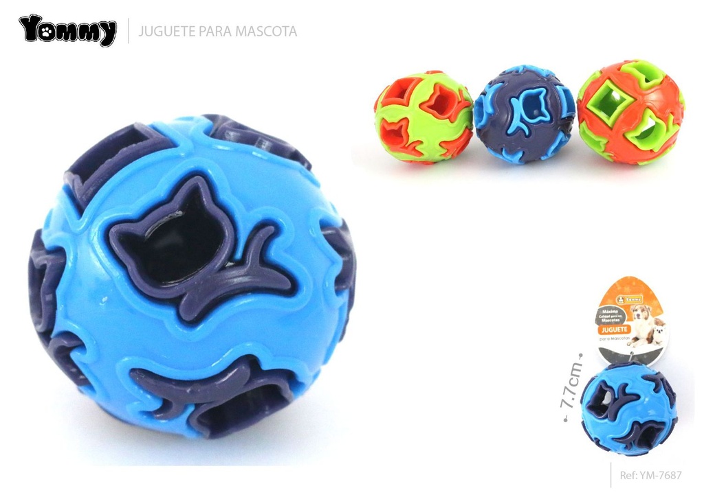 Juguete para mascotas TPR con cascabel 7.7cm para juegos y entretenimiento