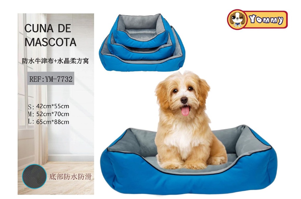 Cuna para mascotas de tela Oxford 3 piezas celeste - Cama para mascotas 
