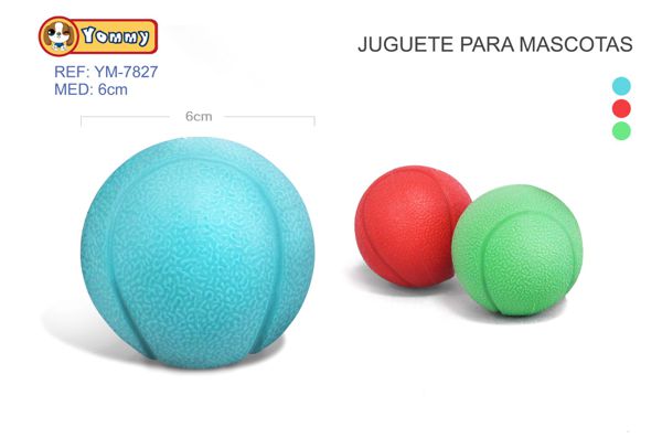 Juguete de pelota TPR para mascotas diámetro 6cm resistente y divertido