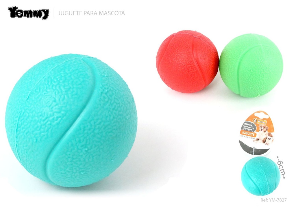 Juguete de pelota TPR para mascotas diámetro 6cm resistente y divertido