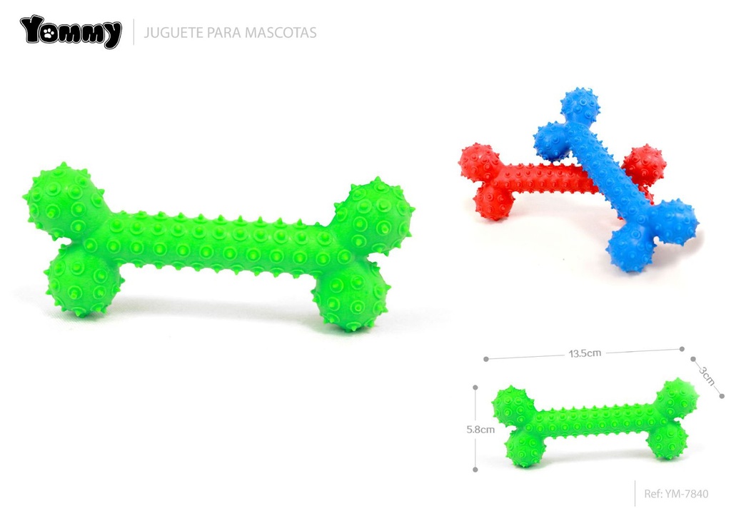 Juguete de goma para perros forma de hueso 13.5x5.8x3.0cm