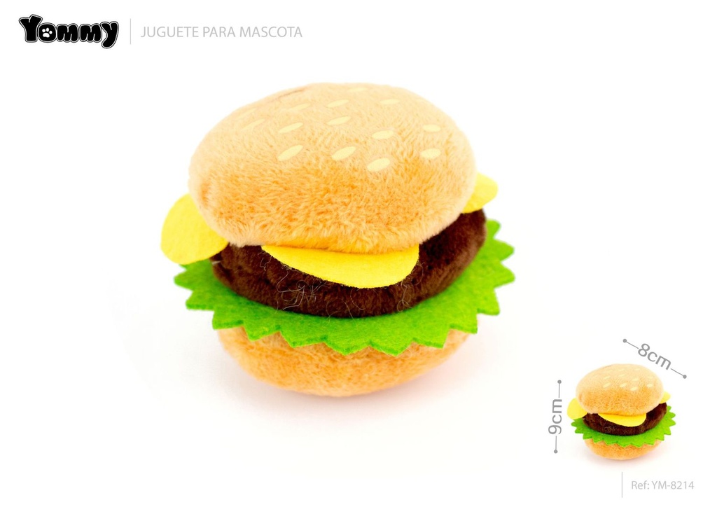 Juguete de cuerda hamburguesa 8x8x9cm para mascotas