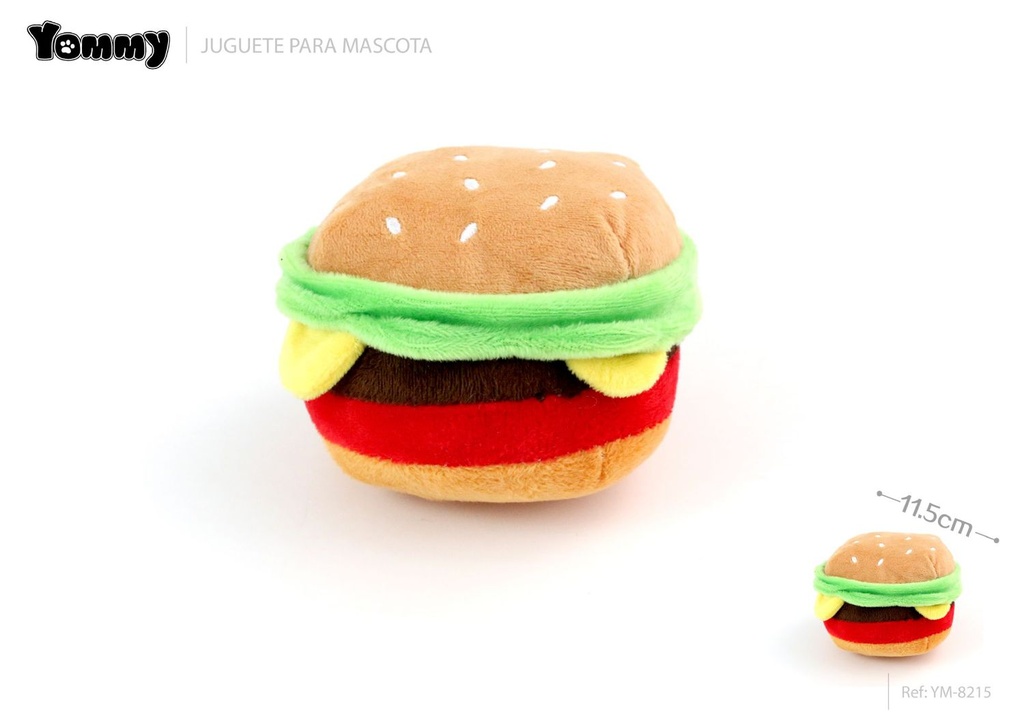 Juguete de peluche de hamburguesa 11.5x11.5cm para mascotas