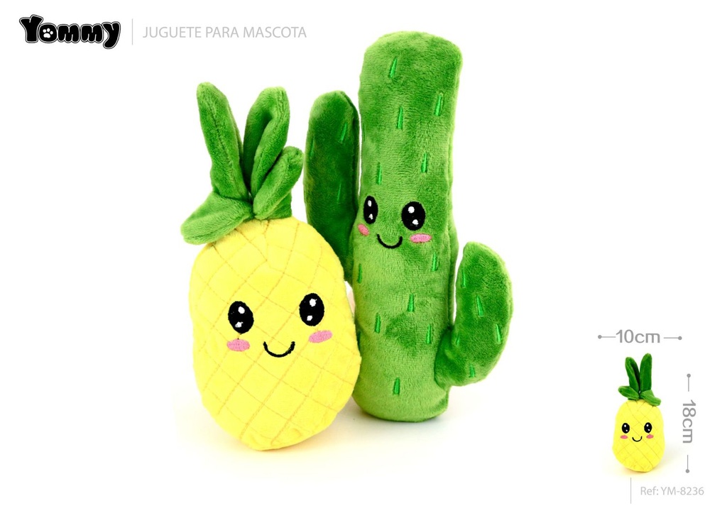 Juguete de peluche para mascotas piña y cactus 18x10cm