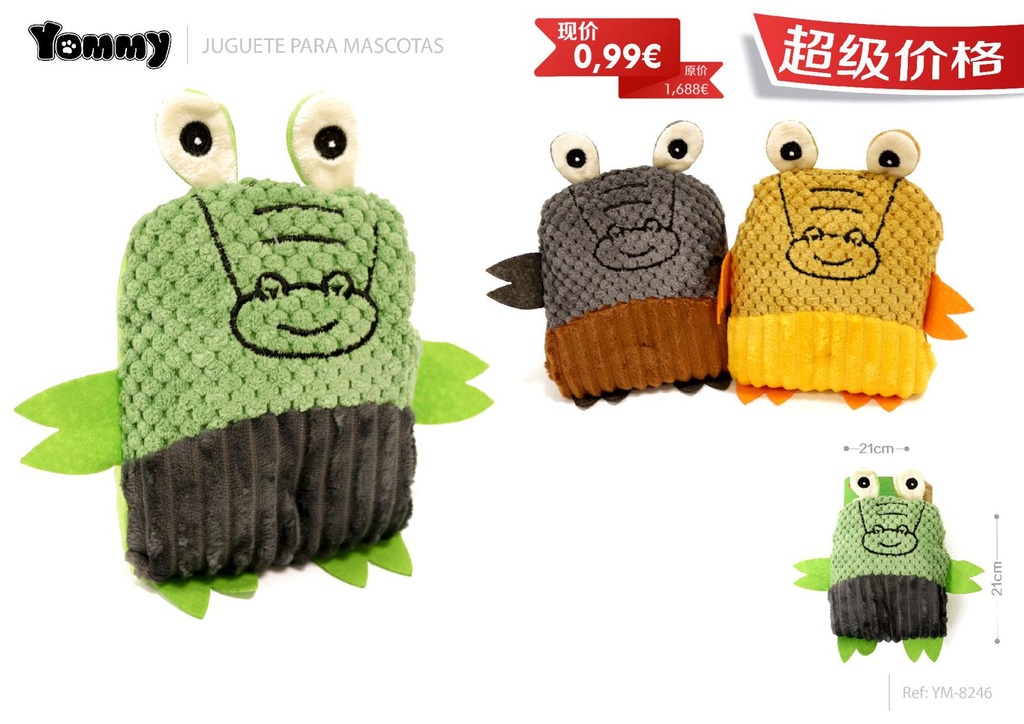 Peluche para mascotas 21cm*21cm cocodrilo feroz - Juguete para mascotas