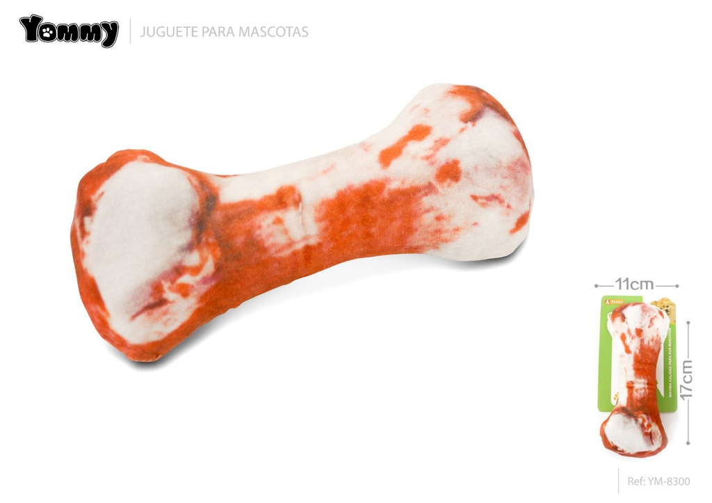 Peluche hueso de jamón para mascotas 17cm x 11cm, juguete para mascotas