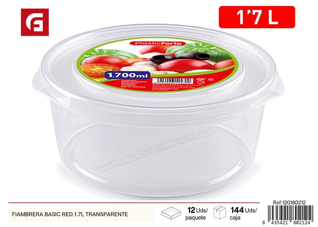 Fiambrera básica roja 1.7L transparente - Utensilios de cocina de plástico