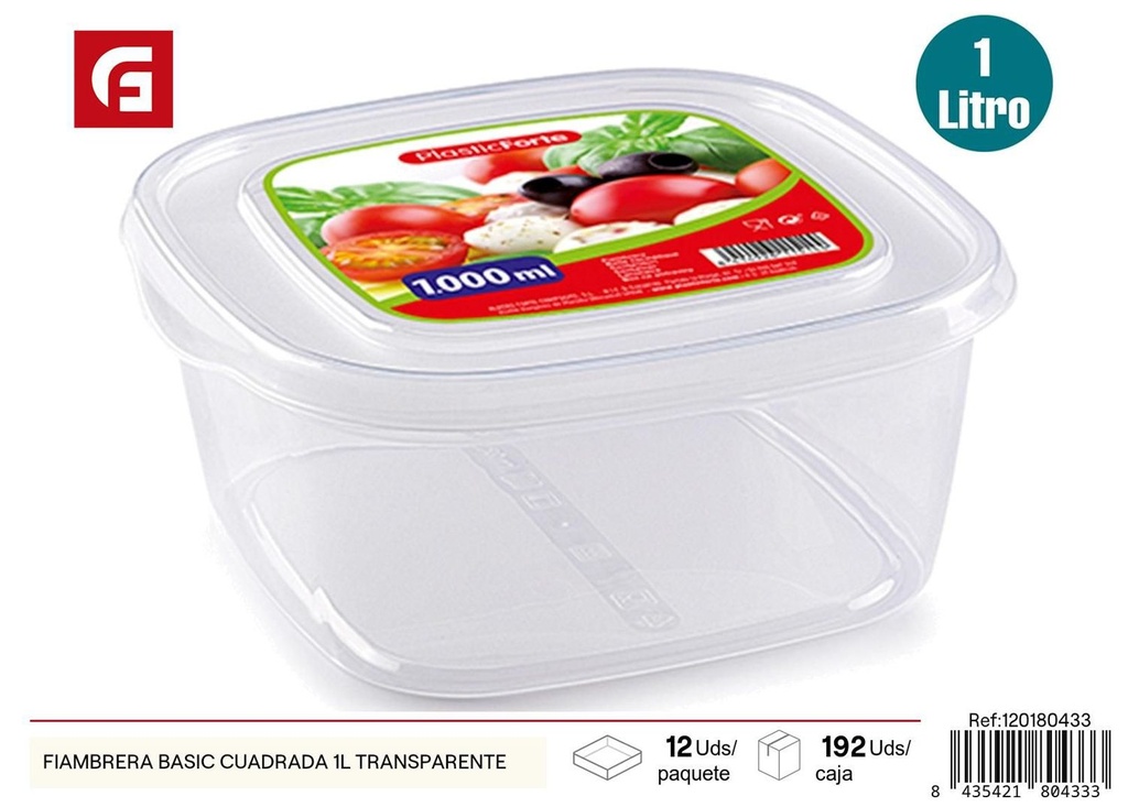 Fiambrea cuadrada básica transparente 1L - Utensilios de cocina