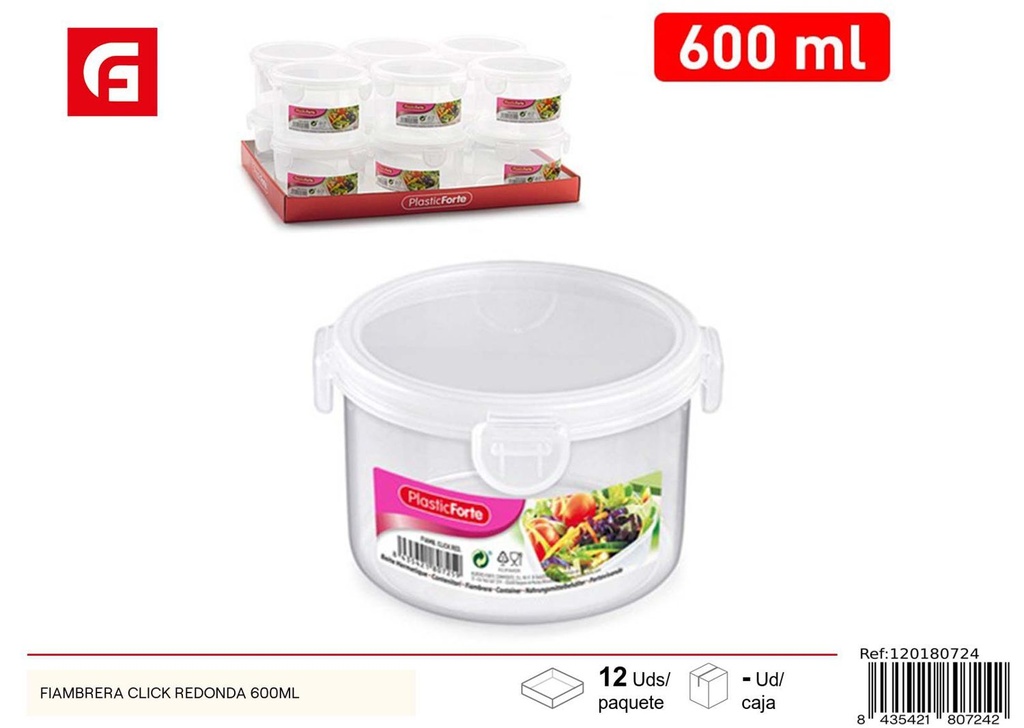 Fiambrera redonda con cierre 600 ml - Utensilios de cocina de plástico