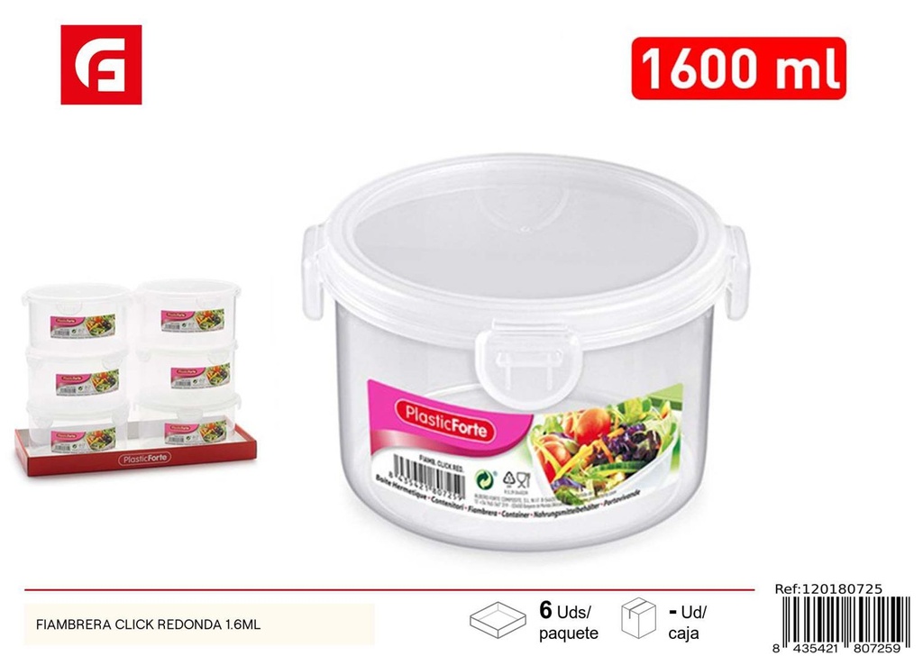 Fiambrera click redonda 1.6ML - Utensilios de cocina