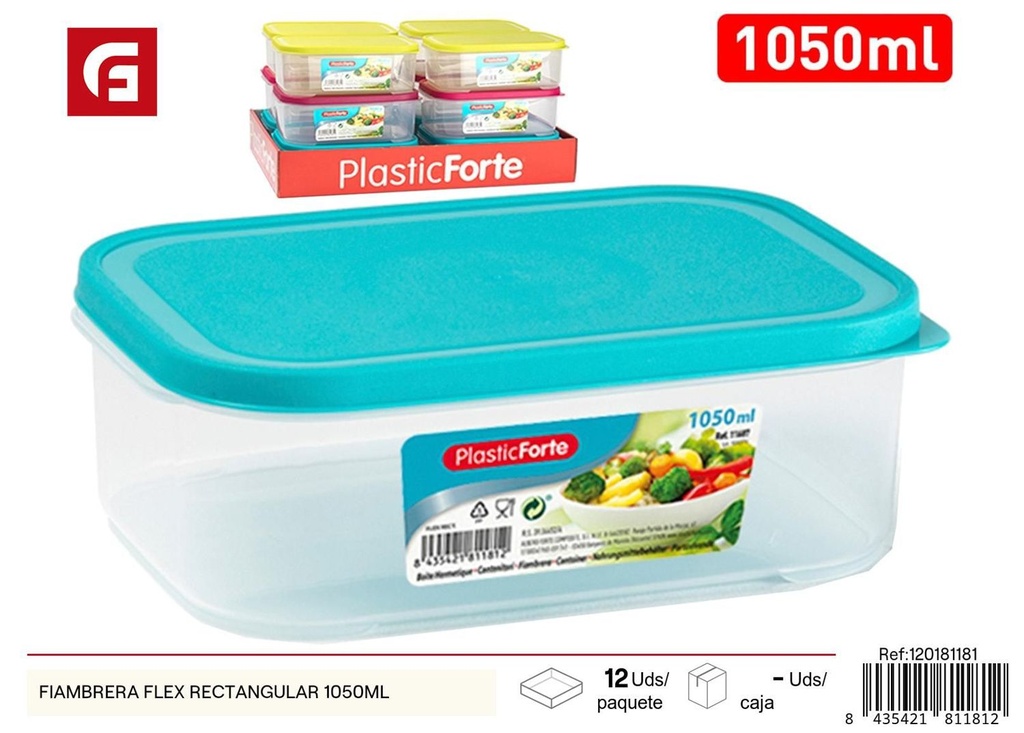 Fiambrera flexible rectangular 1050ml